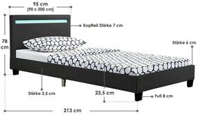 InternetovaZahrada Čalúnená posteľ Verona 90 x 200 cm - čierna