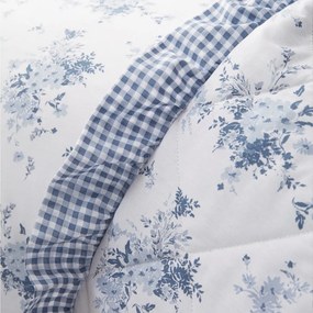 Bielo-modrý prešívaný pléd 220x230 cm Lucie Floral Frill – Catherine Lansfield