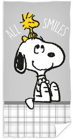 Plážová osuška Snoopy a Woodstock - motív All smiles - 100% bavlna s gramážou 300g/m² - 70 x 140 cm