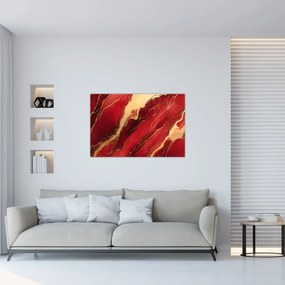 Obraz - Červeno-zlatý mramor (90x60 cm)