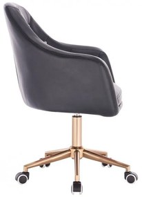 LuxuryForm DESIGN Kreslo ROMA na zlaté podstave s kolieskami - čierne