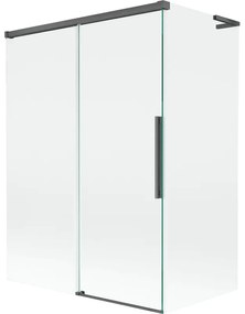 Mexen Rox, L posuvná 2-krídlová vaňová zástena 120 + 70 x 150 cm, 8mm číre sklo, brúsený grafit profil, 8C9L-120-070-66-00