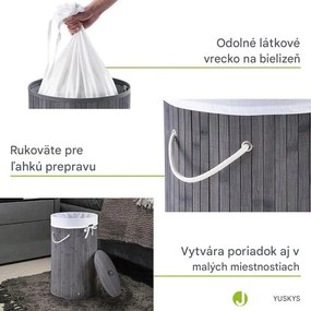 InternetovaZahrada Bambusový kôš na prádlo Curly Round 55 L - sivý
