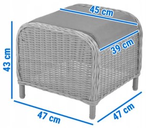 Záhradné ratanové kreslo s podnožkou