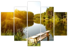 Obraz - Jazero pri lese (150x105 cm)