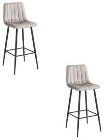 Set dvoch barových stoličiek POZZA zamatové tmavobéžové (čierne nohy) 2 ks