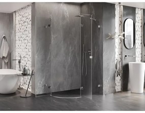 Mexen Lunar, pravý polkruhový sprchový kút 90 x 80 cm, 8mm číre sklo, chrómový profil, 833-090P-080L-01-00