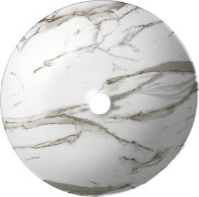 Sapho Sapho, RONDEA keramické umývadlo na dosku priemer 41cm, bianco carrara, AR445BC