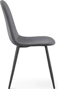 Sada šiestich jedálenských stoličiek LUMO zamatové, grafitové / čierne nohy (6 ks)