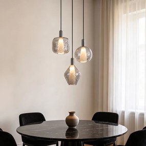 Dizajnová závesná lampa Gun Metal 3-svetelná - Ard