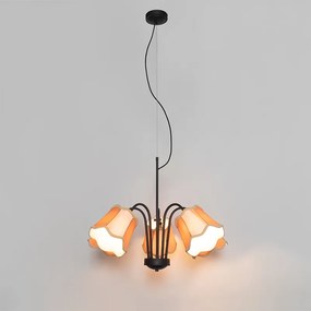 Klasické závesné svietidlo čierne so zlatým tienidlom 5-žiarovkové - Nona