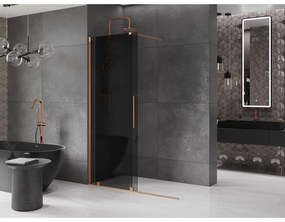 Mexen Velar, sprchová zástena s posuvnými dverami Walk-in 160 x 200 cm, 8mm šedé sklo, medená matná, 871-160-000-43-65