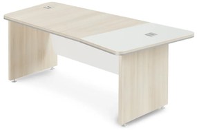 Rohový stôl TopOffice Premium 203,2 x 102,7 cm, pravý, agát svetlý / biela