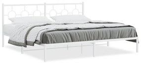 Kovový rám postele s čelom biely 193x203 cm 376281