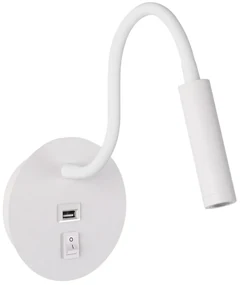 Brilagi - LED Flexibilná nástenná lampa s USB portom MAYA LED/3W/230V biela BG1066