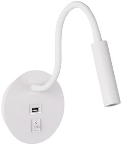 Brilagi - LED Flexibilná nástenná lampa s USB portom MAYA LED/3W/230V biela