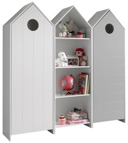 Bielo-svetlosivá otvorená detská šatníková skriňa 173x171,5 cm CASAMI – Vipack