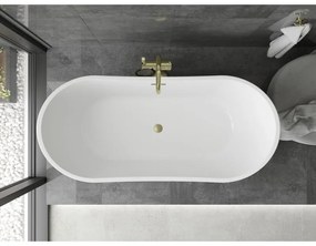 Mexen Montana, voľne stojaca vaňa 150 x 75 cm, biela-čierna, zlatý matný prepad, 52011507575-55