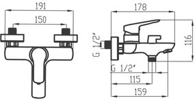 Novaservis - Vaňová batéria METALIA lesklý chróm