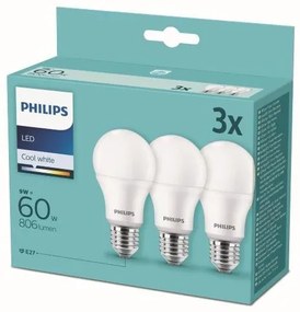 Philips 8718699694944 Žiarovka Philips LED E27, 9W, 806lm, 4000K, biela, 3 ks v balení