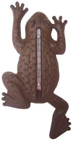 Nástenný teplomer Frog, 23,5x12 cm, liatina, hnedá