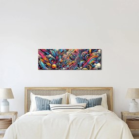 Obraz - Pestrofarebné graffiti (s hodinami) (90x30 cm)