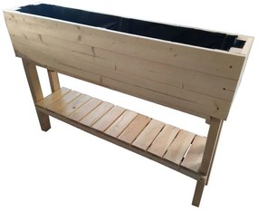 Vyvýšený záhon na nožičkách 124×26×87 cm s policou
