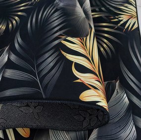 DY Čierno-zlatý koberec s motívom listov Black N 06 Rozmer: 60x100 cm