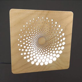 AMADEA Drevená lampička s motívom špirály, veľkosť 20 cm, s LED osvetlením s trafom na 12V