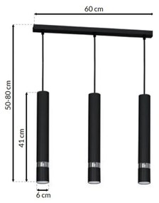 Závesné svietidlo Joker, 3x čierne kovové tienidlo, b/ch