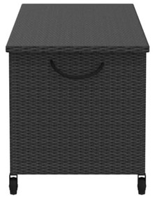 Casaria Polyratanový úložný box čierny 122 x 56 x 61cm s rukoväťami a kolieskami