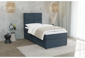 Tmavomodrá čalúnená jednolôžková posteľ s úložným priestorom s roštom 100x200 cm Lena – Ropez