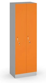 Drevená šatníková skrinka S5, 2 oddiely, 1900 x 600 x 420 mm, cylindrický zámok, oranžová