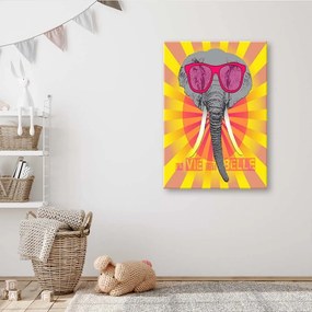 Obraz na plátně Barevný slon s brýlemi - 60x90 cm