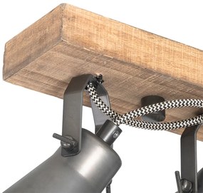 Rustikálne bodové svetlo čierne s drevom 4-žiarovkové nastaviteľné - Jelle