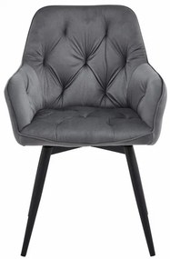 Jedálenská otočná stolička JORK360 zamatová, tmavosivá (čierne nohy)