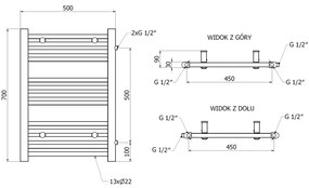 Mexen Mars, vykurovacie teleso 700 x 500 mm, 284 W, bočné pravé a spodné pripojenie, biela, W110-0700-500-00-20-S