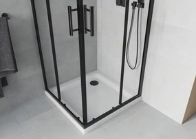 Mexen Rio štvorcová sprchová kabína 90 x 90 cm, transparentná, čierna + plochá vanička, biela - 860-090-090-70-00-4010B