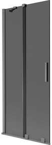 Mexen Velar, 2-krídlová posuvná vaňová zástena 85 x 150 cm, 8mm šedé sklo, grafit brúsený, 896-085-000-41-66
