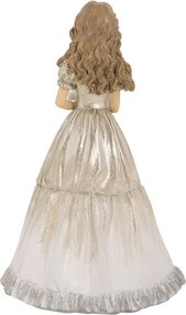 Christmas Decoration Figurine Girl 14x11x22 Cm Beige Plastic - 14.0 cm