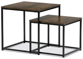 Set 2 ks odkládacích stolků, MDF, dekor divoký dub, kov, černý lak