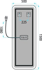 Rea MOL-SQ, vysoké LED zrkadlo, 150 × 50 cm, HOM-01527