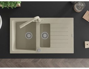 Mexen Matias, granitový drez 900x505x200 mm, 1,5-komorový a béžová batéria Duero, béžová, 6502-69-671600-69