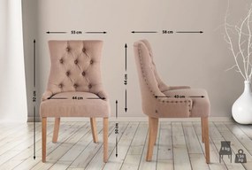 Jedálenská stolička Aberdeen - látka, drevené nohy antik svetlé - Sivo-hnedá (Taupe)