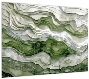 Sklenený obraz - Zelenobiele vlnky (70x50 cm)