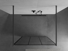 Mexen Kioto, sprchová zástena Walk-In 110 x 200 cm, 8mm číre sklo čierny vzor, grafitový profil, 800-110-002-95-77