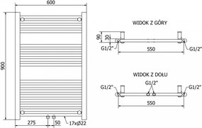 Mexen Mars, elektrické vykurovacie teleso 900 x 600 mm, 400 W, biela, W110-0900-600-6400-20