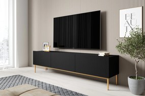 TV skrinka Nicole 200 cm - čierny mat / zlatá