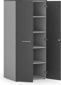 Kancelárska policová skriňa PRIMO GRAY s dverami, 1781 x 800 x 600 mm, sivá/grafit