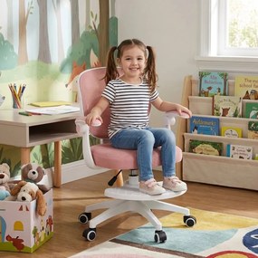 Detská otočná stolička Neoseat JUNI 008 s podnožou — látka, ružová